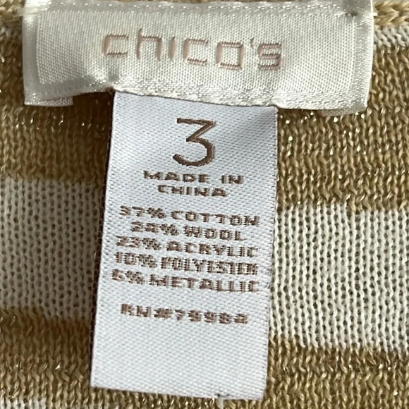 Chico’s Zebra Shimmer Fortune Cardigan Sweater Wool Blend Size 3 (US XL/16) NWT - Picture 8 of 11